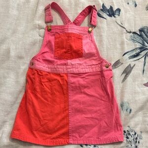 Max Studio Pink and Red Kids Soft Dungaree Overall Dress